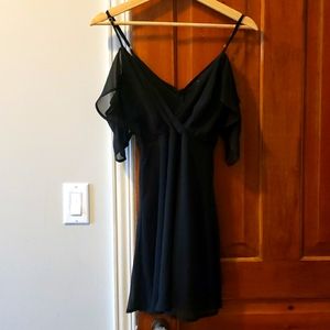 Lulus black faux wrap dress w flutter sleeves